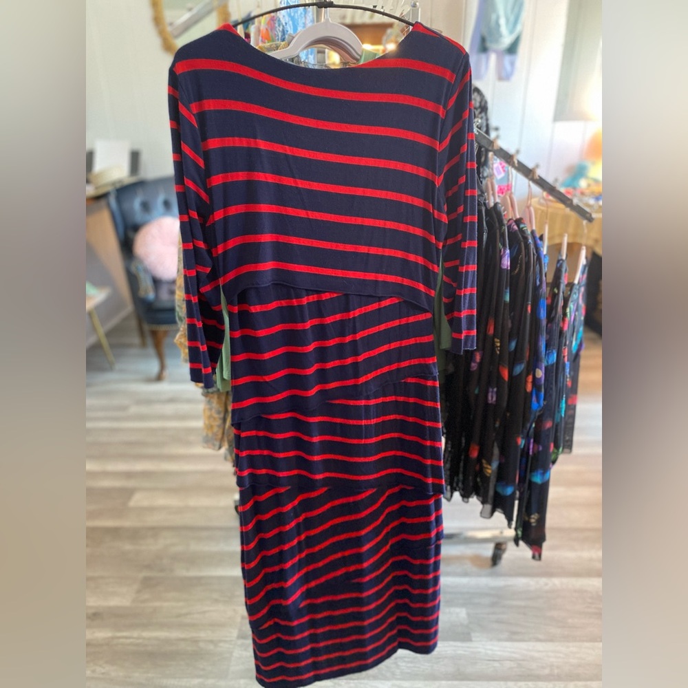 Dainty Jewells Knit Dress Navy & Red